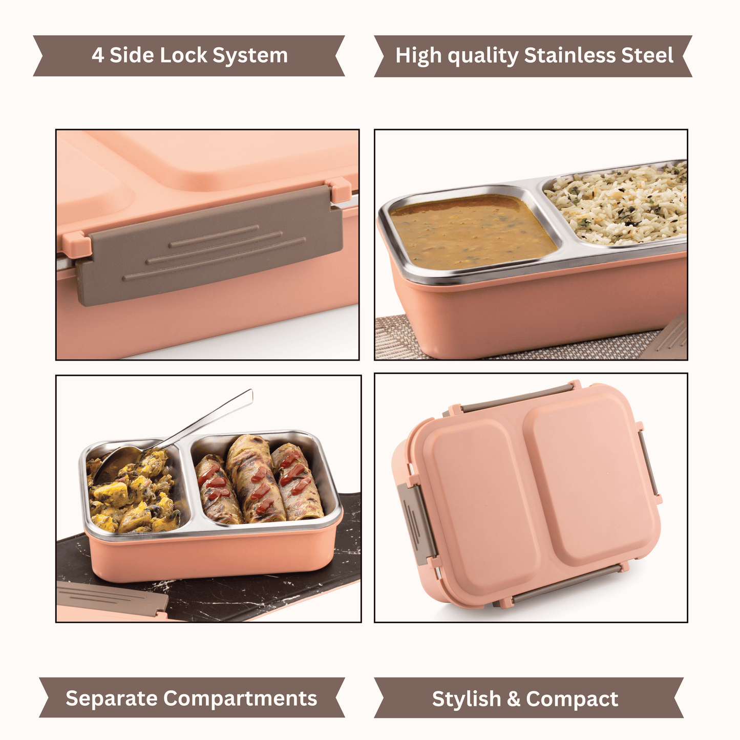 Ebun Stainless Steel Lunch Box for Kids for School - 800 Ml