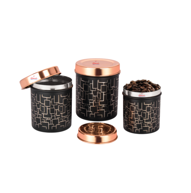 Ebun Stainless Steel Tea Coffee Sugar Containers Set of 3 with Capacity 500 Gms, 350 Gms & 200 Gms