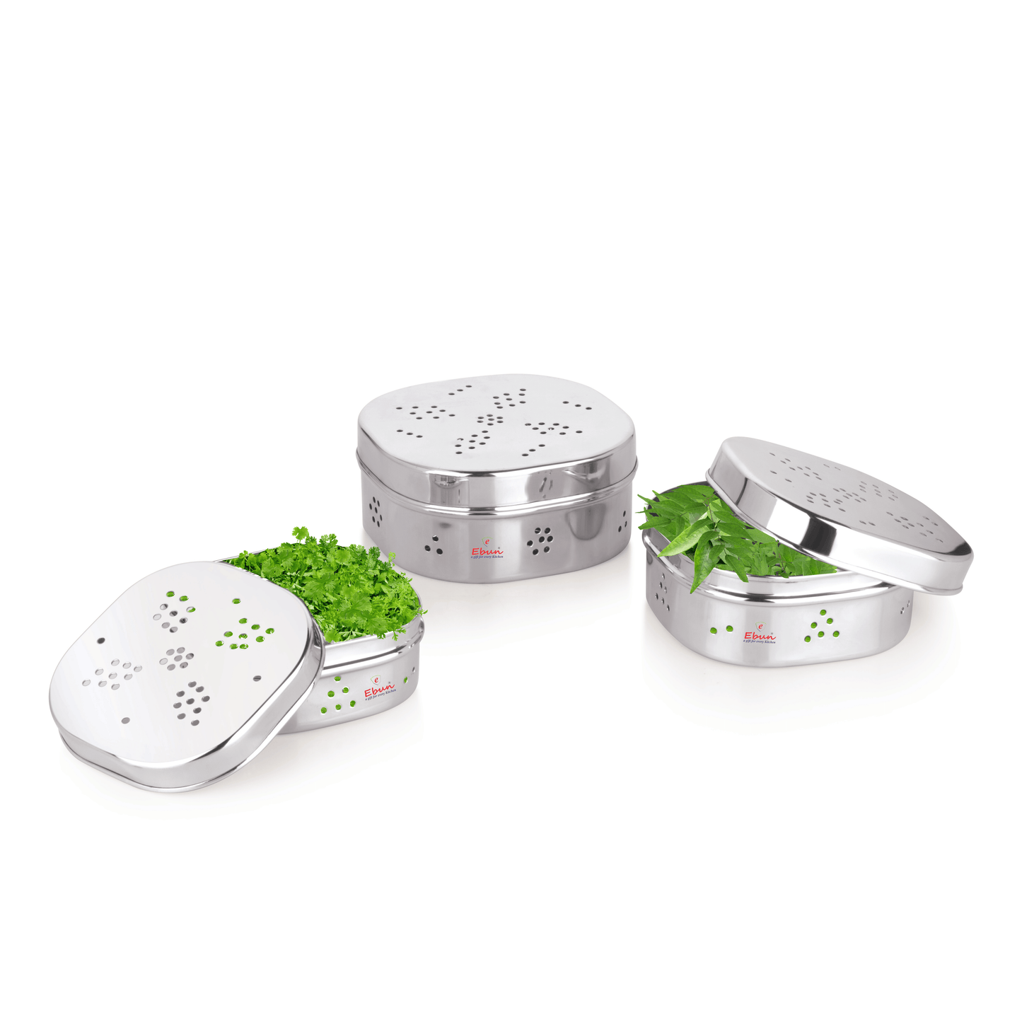 Ebun Mirror Polish Sqaure Shape Stainless Steel Coriander Dabba