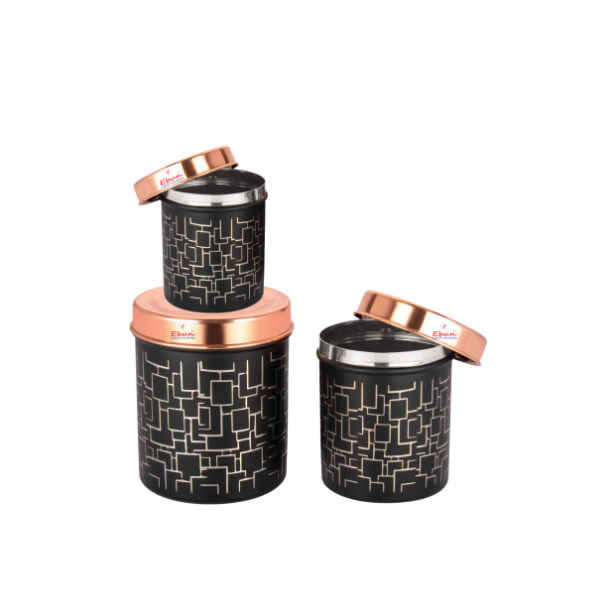 Ebun Stainless Steel Tea Coffee Sugar Containers Set of 3 with Capacity 500 Gms, 350 Gms & 200 Gms