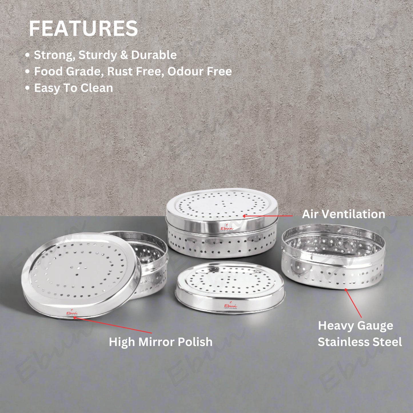 Ebun Mirror Polish Oval Shape Stainless Steel Coriander Dabba
