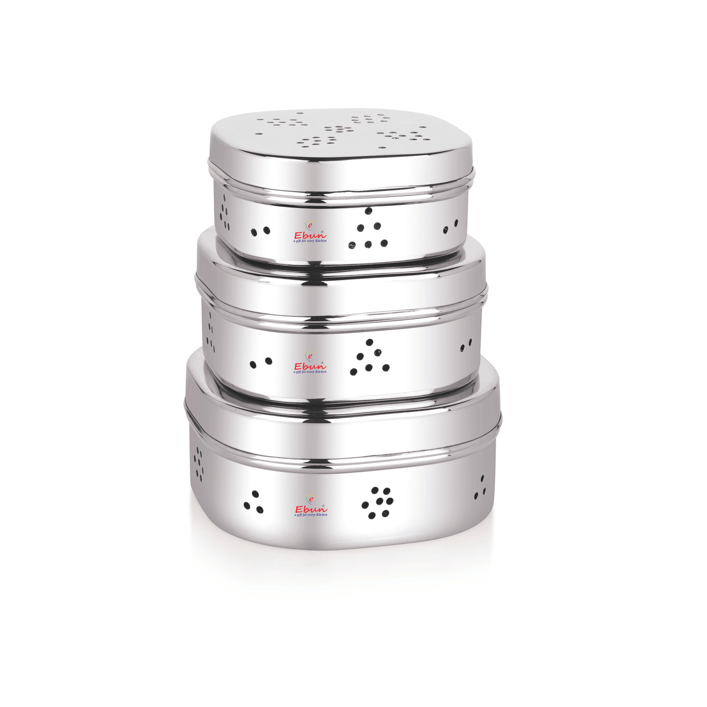 Ebun Mirror Polish Sqaure Shape Stainless Steel Coriander Dabba