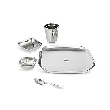 Ebun Stainless Steel Hand Hammered Baby Dinner Set - 5 Pieces (Pack of 1)