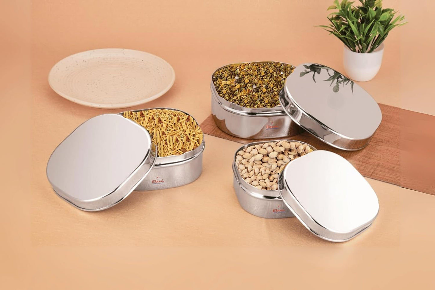 Ebun Mirror Polish Stainless Steel Chocolate Dabba
