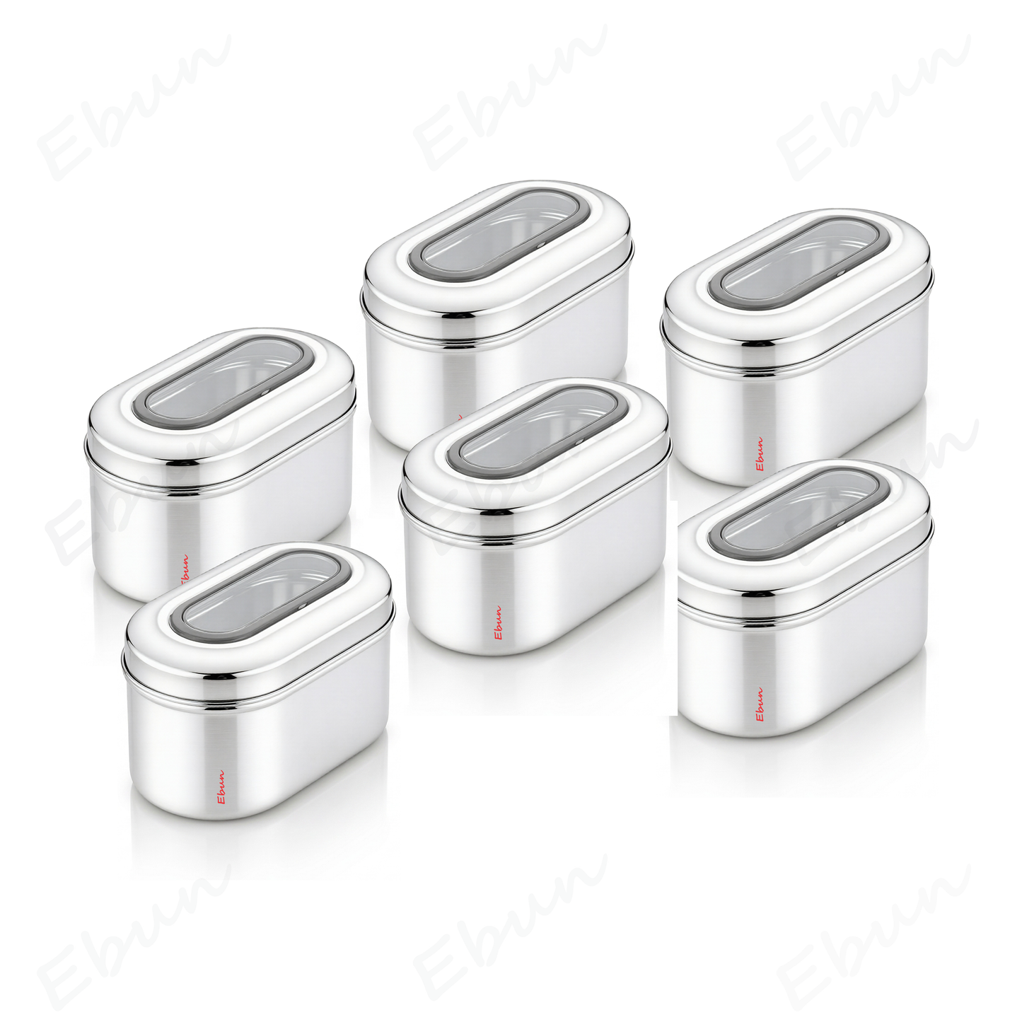 Ebun Stainless Steel Capsule Shape Top See Through Containers - 750 gms