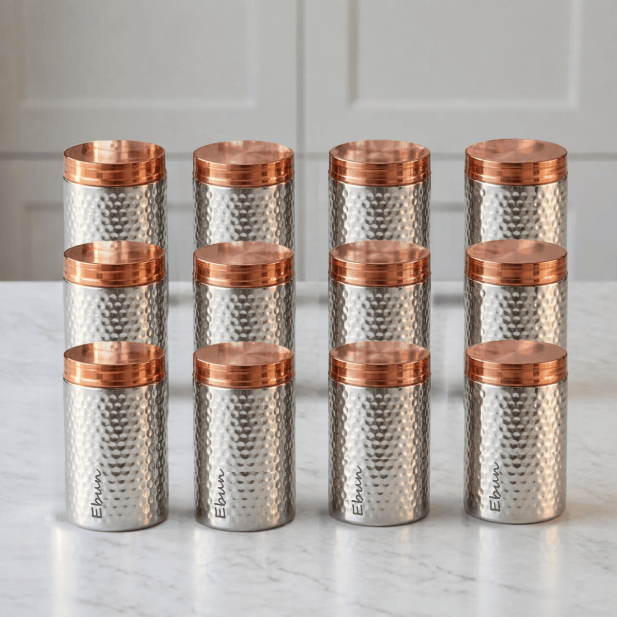 Ebun Stainless Steel Hand Hammered Containers for Kitchen - 700 Ml Capacity