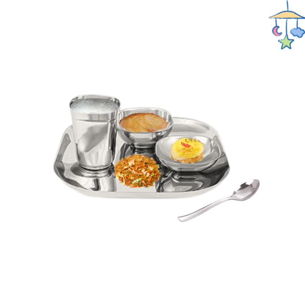 Ebun Stainless Steel Hand Hammered Baby Dinner Set - 5 Pieces (Pack of 1)