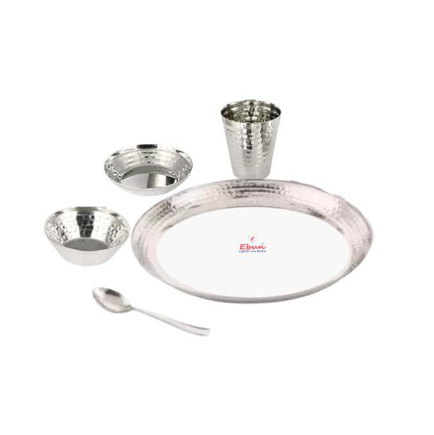 Ebun Stainless Steel Hand Hammered Baby Dinner Set - 5 Pieces (Pack of 1)