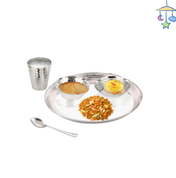 Ebun Stainless Steel Hand Hammered Baby Dinner Set - 5 Pieces (Pack of 1)