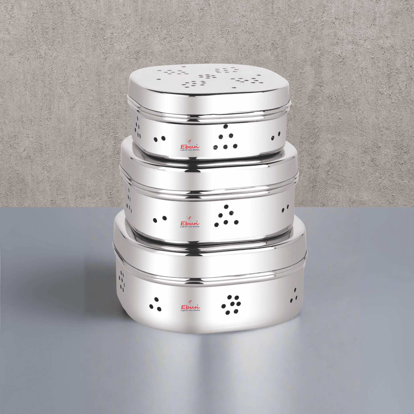 Ebun Mirror Polish Sqaure Shape Stainless Steel Coriander Dabba