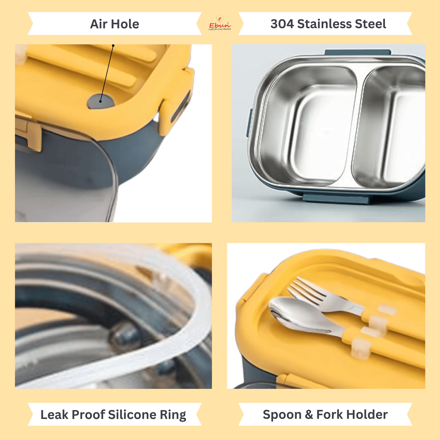 Stainless Steel Lunch Box for Kids for School - 850 Ml