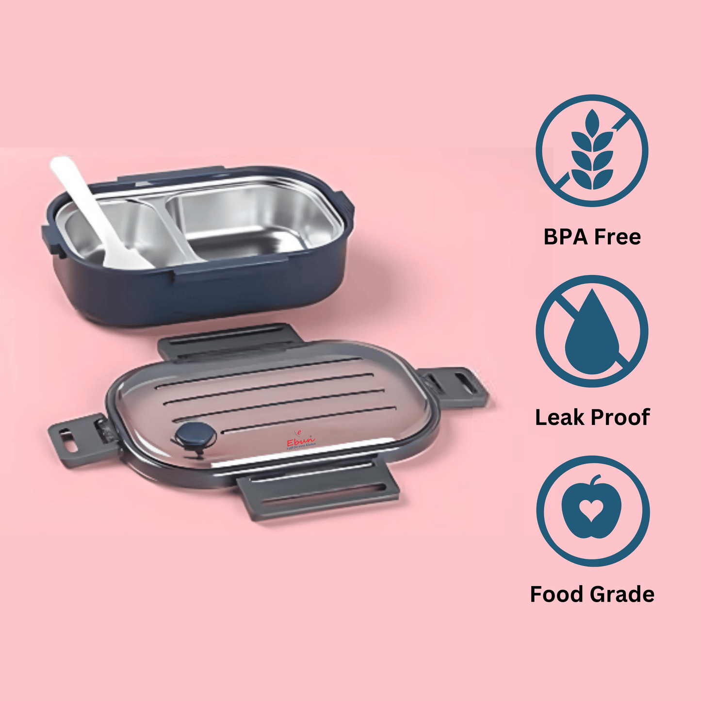 Ebun Stainless Steel Lunch Box for Kids for School - 500 Ml