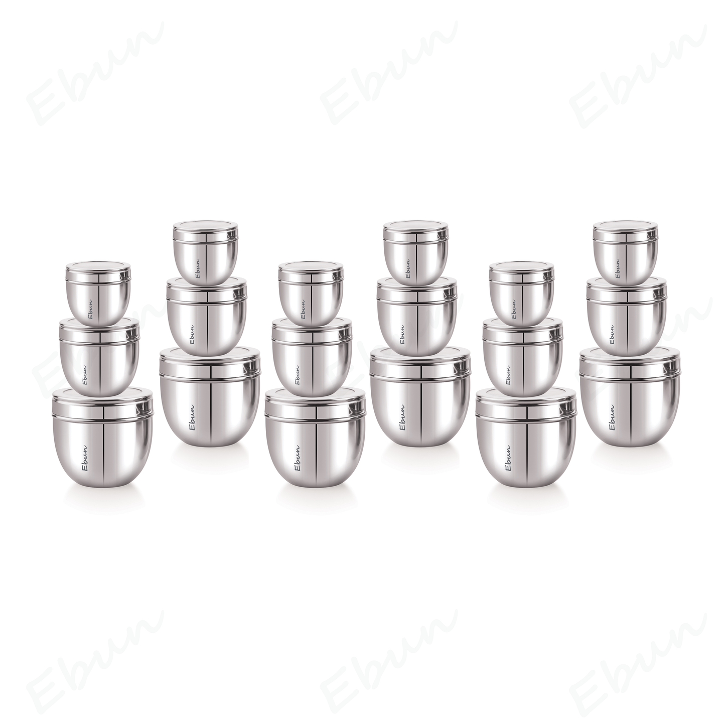 Ebun Stainless Steel Top See Through Containers 200 Ml, 300 Ml and 450 Ml Capacity - 18 Pcs Combo Set