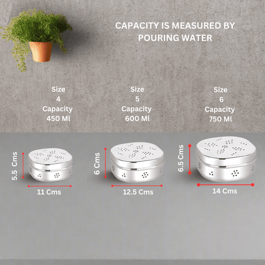 Ebun Mirror Polish Sqaure Shape Stainless Steel Coriander Dabba
