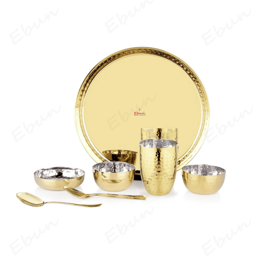 Ebun Stainless Steel 2 Side PVD Gold Plated Dinner Set - Pack of 1