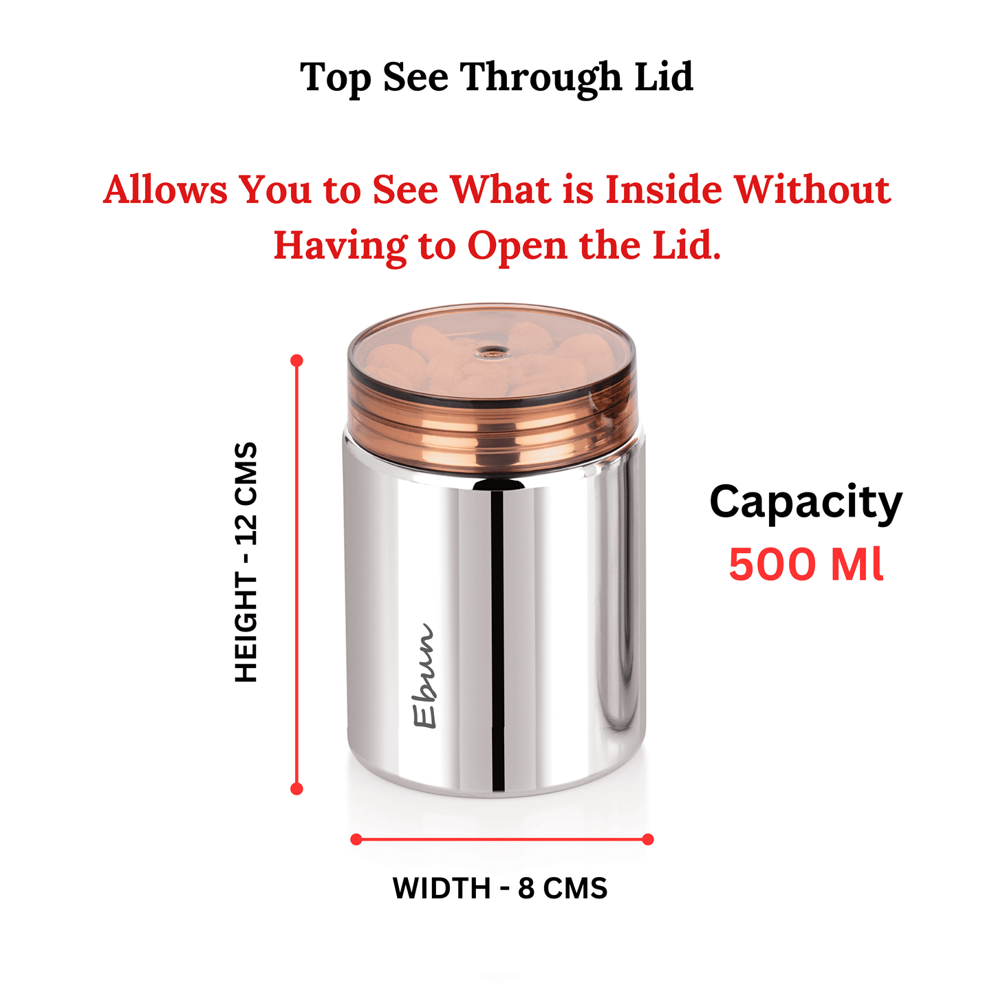 Ebun Stainless Steel Containers for Kitchen - 500 Ml Capacity