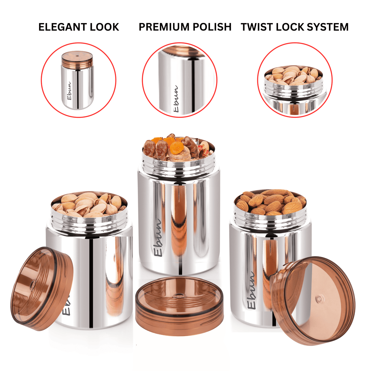 Ebun Stainless Steel Containers for Kitchen - 500 Ml Capacity