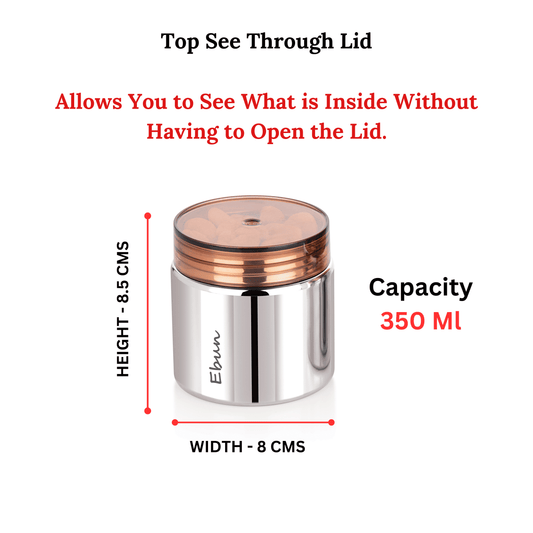 Ebun Small Stainless Steel Containers for Kitchen - 350 Ml Capacity
