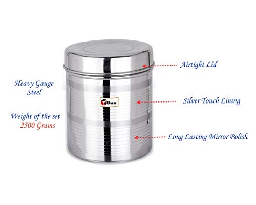 EBun Stainless Steel Silver Touch Containers Set (Pack of 8)