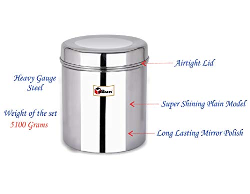 EBun Stainless Steel Mirror Polished Containers Set (Pack of 9)
