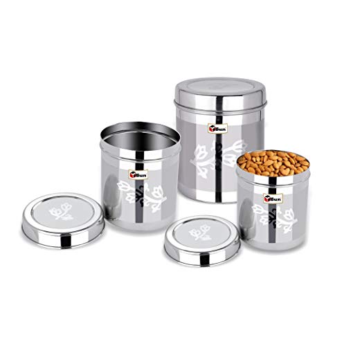 EBun Stainless Steel Laser Finish Floral Containers Set (Pack of 3)