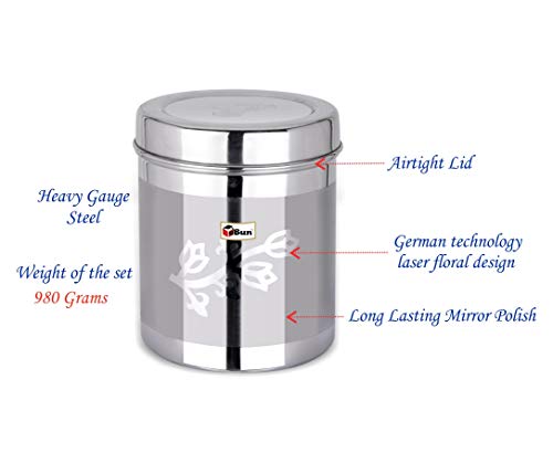 EBun Stainless Steel Laser Finish Floral Containers Set (Pack of 3)