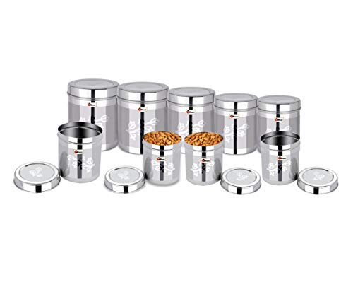 EBun Stainless Steel Laser Finish Floral Containers Set (Pack of 9)