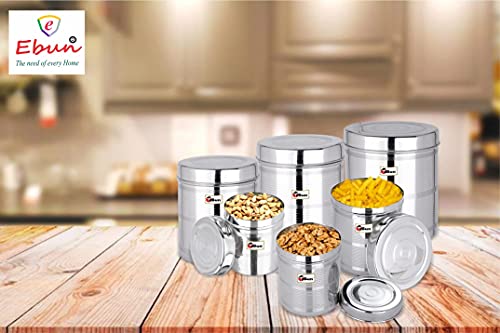 EBun Stainless Steel Silver Touch Containers Set (Pack of 6)