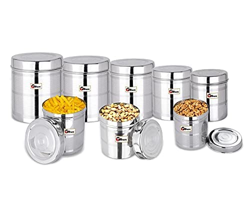EBun Stainless Steel Silver Touch Containers Set (Pack of 8)