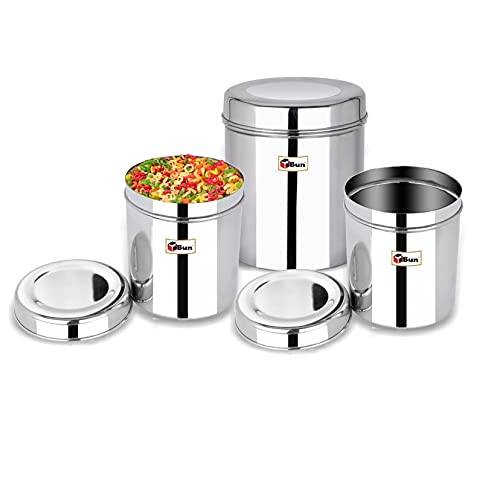 EBun Stainless Steel Mirror Polished Containers Set (Pack of 3)