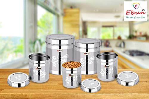 EBun Stainless Steel Laser Finish Floral Containers Set (Pack of 5)