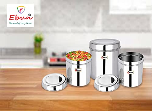 EBun Stainless Steel Mirror Polished Containers Set (Pack of 3)