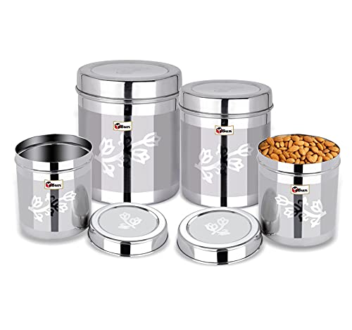 EBun Stainless Steel Laser Finish Floral Containers Set (Pack of 4)