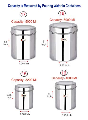 EBun Stainless Steel Mirror Polished Containers Set (Pack of 9)