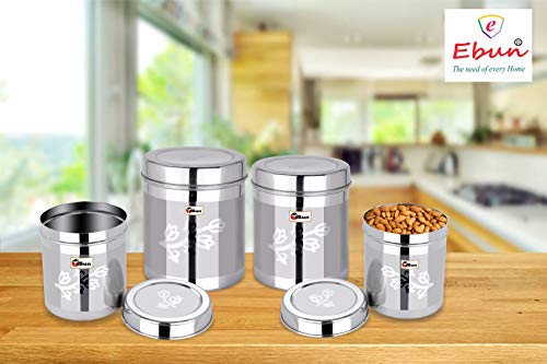 EBun Stainless Steel Laser Finish Floral Containers Set (Pack of 4)
