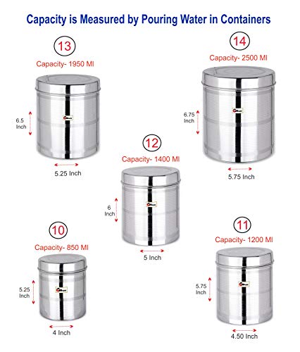 EBun Stainless Steel Silver Touch Containers Set (Pack of 8)