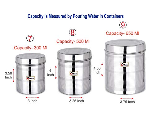 EBun Stainless Steel Silver Touch Containers Set (Pack of 6)