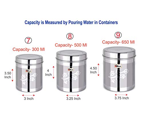 EBun Stainless Steel Laser Finish Floral Containers Set (Pack of 6)