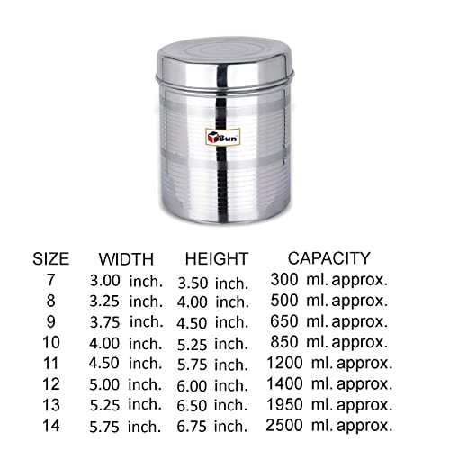 EBun Stainless Steel Silver Touch Containers Set (Pack of 8)