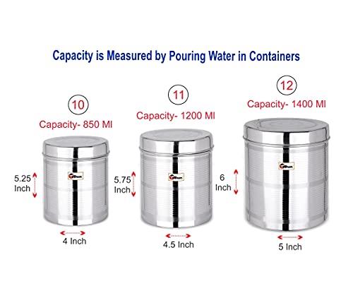 EBun Stainless Steel Silver Touch Containers Set (Pack of 6)