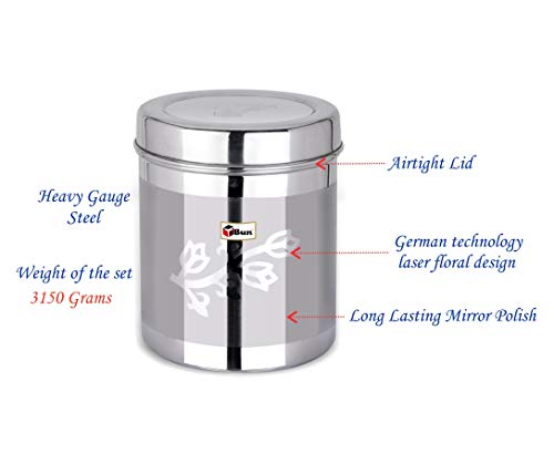 EBun Stainless Steel Laser Finish Floral Containers Set (Pack of 4)