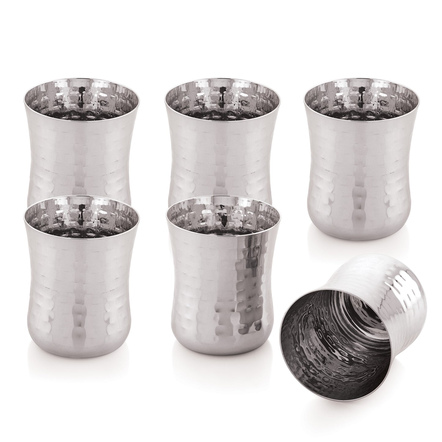 Ebun Stainless Steel Hand Hammered Design Drinking Glass 300 Ml