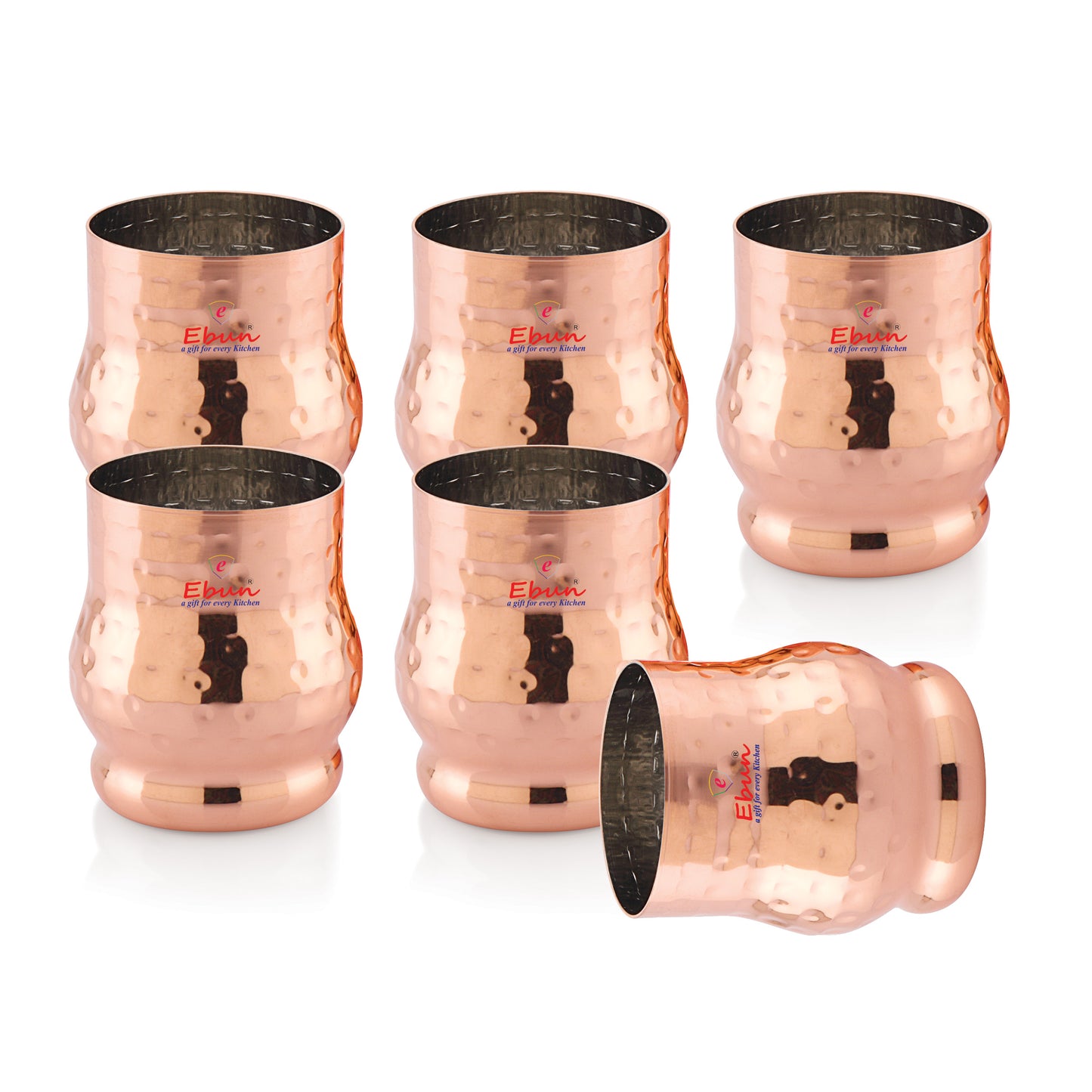 Ebun Stainless Steel Copper Plated Hand Hammered Design Drinking Glass 300 Ml
