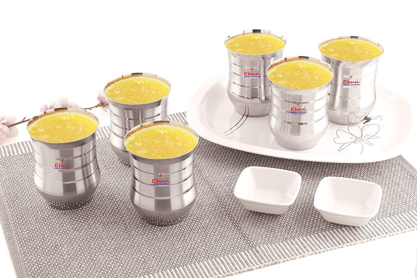 Ebun Silver Touch Stainless Steel Drinking Glass Set 300 Ml
