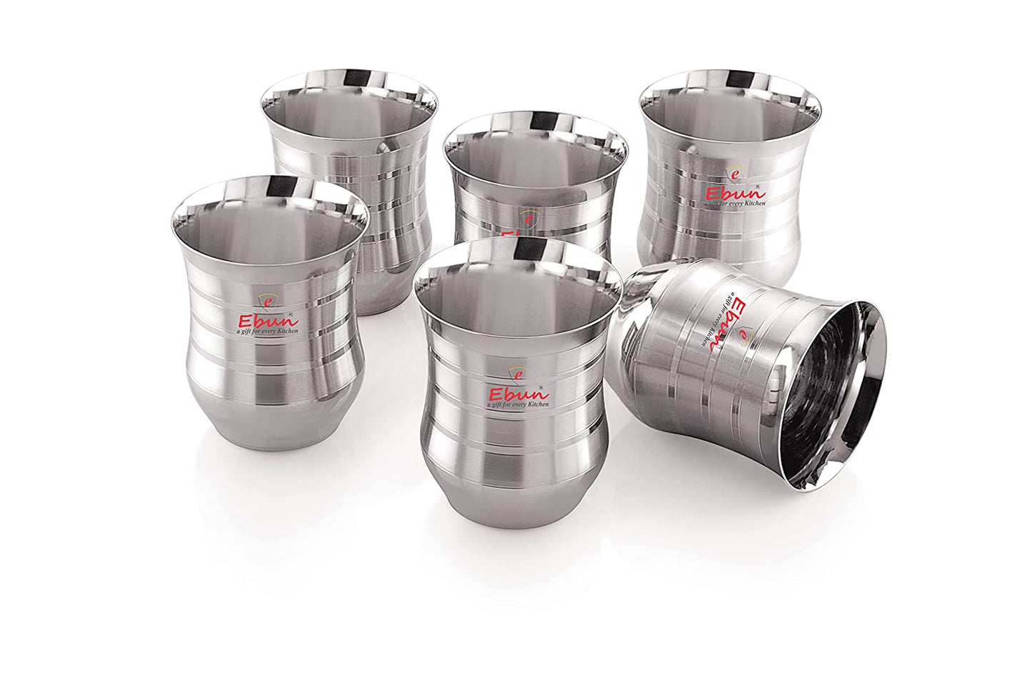 Ebun Silver Touch Stainless Steel Drinking Glass Set 300 Ml