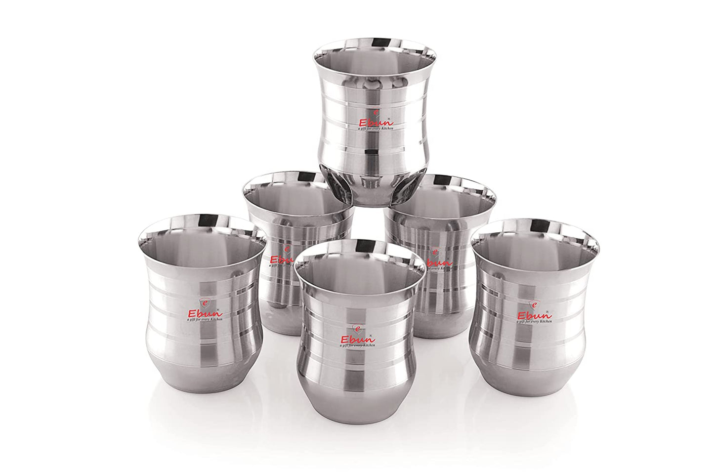 Ebun Silver Touch Stainless Steel Drinking Glass Set 300 Ml