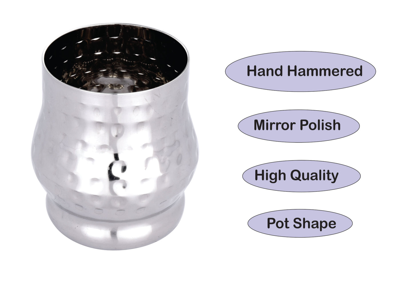 Ebun Hand Hammered Stainless Steel Drinking Glass Set 300 Ml