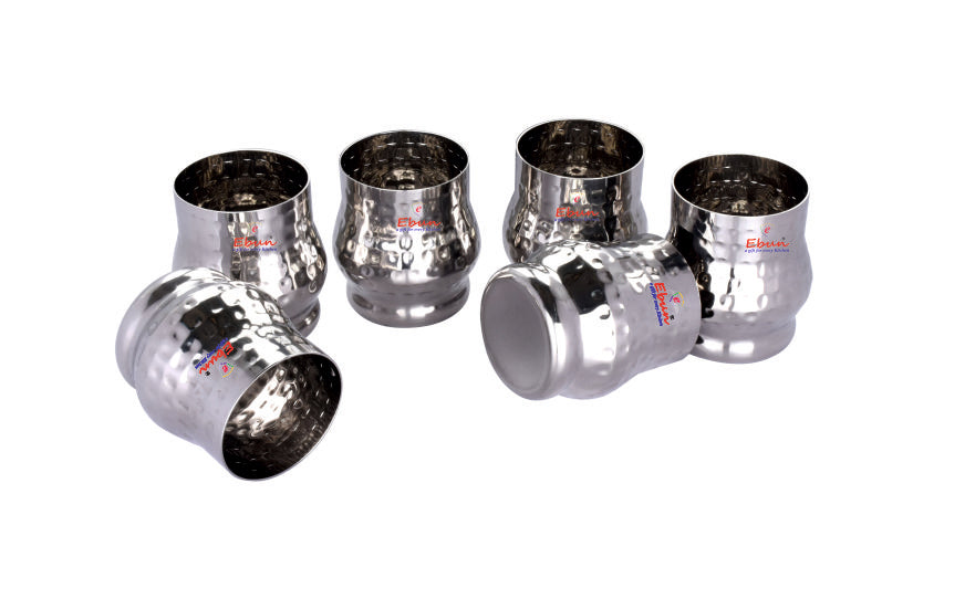 Ebun Hand Hammered Stainless Steel Drinking Glass Set 300 Ml