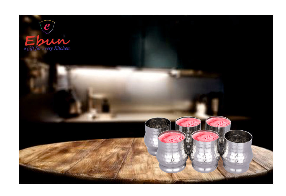 Ebun Hand Hammered Stainless Steel Drinking Glass Set 300 Ml