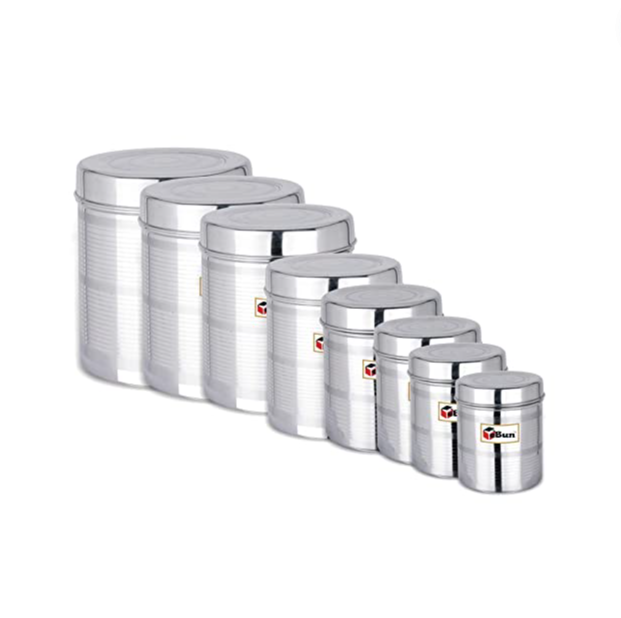 EBun Stainless Steel Silver Touch Containers Set (Pack of 8)